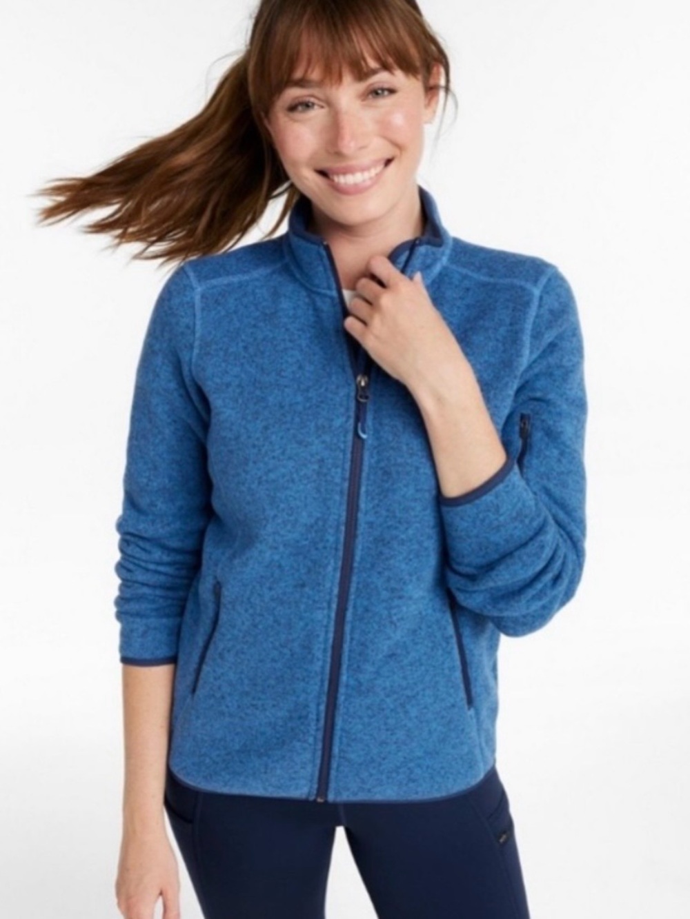 L.L. Bean Women's Blue Sweater Fleece Full-Zip Jacket Size Medium